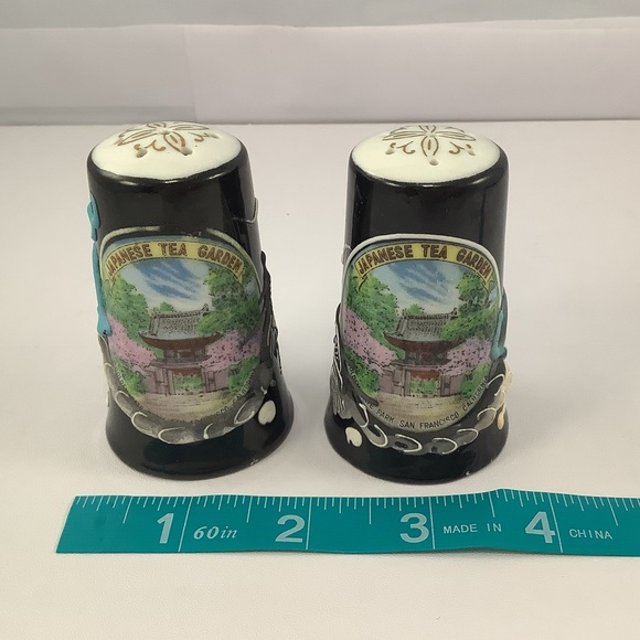 VTG Golden Gate Park Japanese Tea Garden Embossed Ceramic Salt/Pepper Shakers - Picture 7 of 9